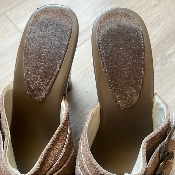 Dana Buchman Leather Heeled Western Boho Clog Mules with Buckles - Picture 6 of 10